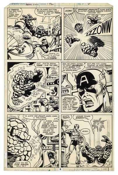Sal Buscema and Sam Grainger Original Marvel Artwork From ''Marvel Two-In-One Presents The Thing and Captain America'' From 1978